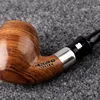 MUXIANG-Handmade Rosewood Pipe for Men, Acrylic Saddle Mouthpiece, Bent Stem, Solid Wooden Tobacco Smoking Pipe, 9mm Filter 5