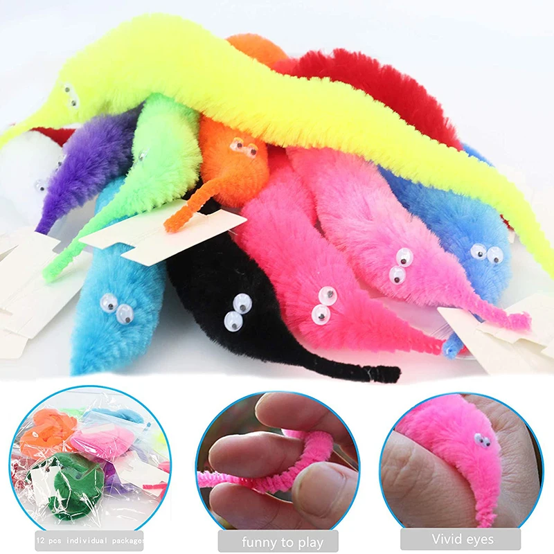 Twisty Worm Magic Toys Party Favors Fuzzy Worm On A String Christmas Halloween Wizard New Strange Trick Toys For Kids