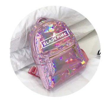 

Kpop BLACKPINK Laser backpack fashion PU schoolbag korean stationery set kpop blackpink supplies