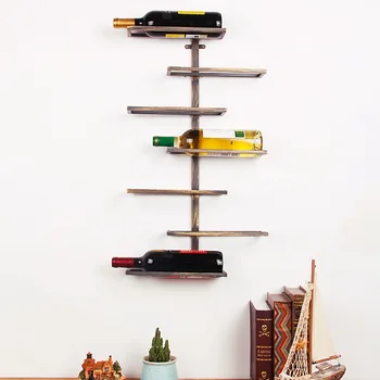 

Creative American Iron Bar Wall Minimalist Decor Hanging Wine Cabinet Bar Wall-mounted WineStand Glassholder Floating Shelf