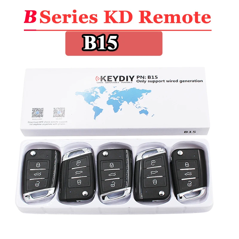 (5PCS/LOT)B15 KEYDIY Remote Control 3 Button B Series Remote Control For KD900 URG200 KD200 Make New Remote Key