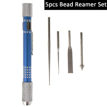 

5pcs.set Diamond Tipped Bead & Pearl Reamer + Interchangeable File Set For Jewellers Making Repairing Jewellery Tool Accessories