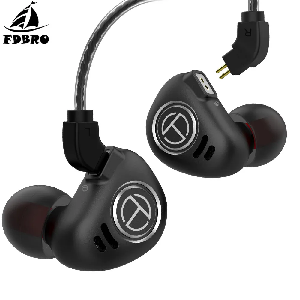 FDBRO V90 1DD+ 4BA гибридные наушники в ухо HIFI DJ монитор бег спортивные наушники ушные наушники гарнитура с 2PIN съемный V20/V80