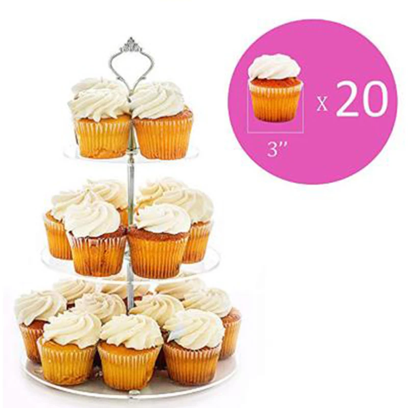 3 Tier Cake Cupcake Plate Stand Tray Handle Hardware Fitting Holder Silver Crown candies cakes desserts buffet