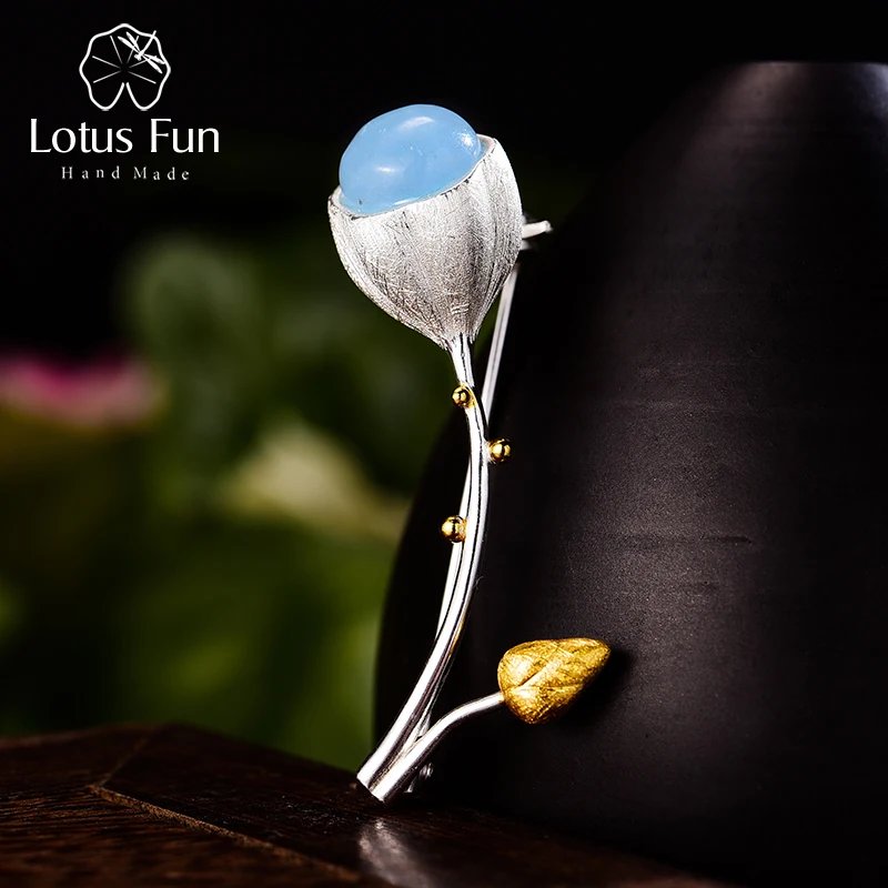 Lotus Fun Настоящее серебро 925 пробы натуральный камень ручная работа дизайнерские