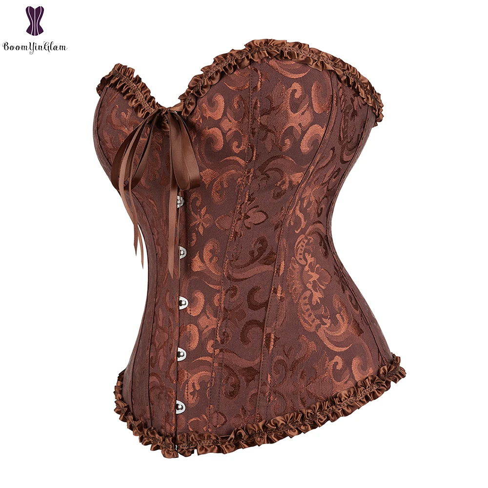 7 Colors Can Be Chosen Women Body Shaper Size XS To 6XL Vintage Pleated Corset Bustier With G String 810#