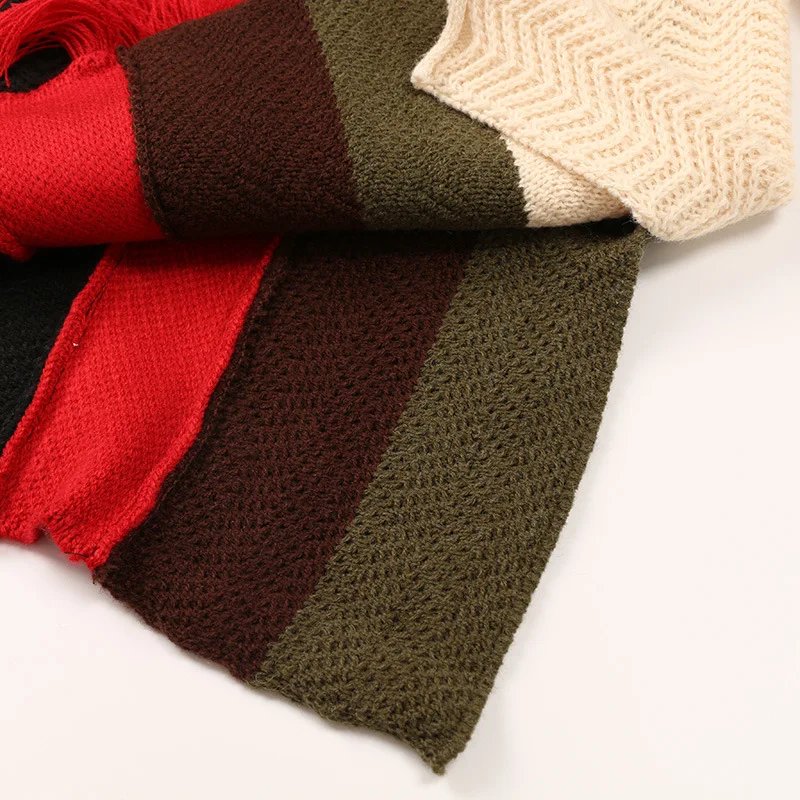 Brnad дизайнерский женский зимний цветной лоскутный теплый пуловер с длинным рукавом и контрастными геометрическими кисточками в стиле пэчворк