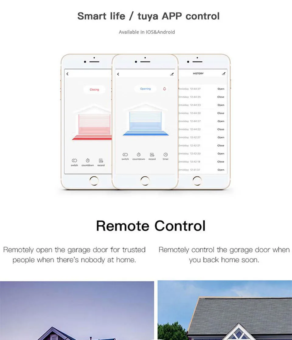 Универсальный WiFi смарт-контроллер двери гаража Smart Life/приложение Tuya дистанционного открываются закрываются монитор совместим с Alexa Echo Google Home