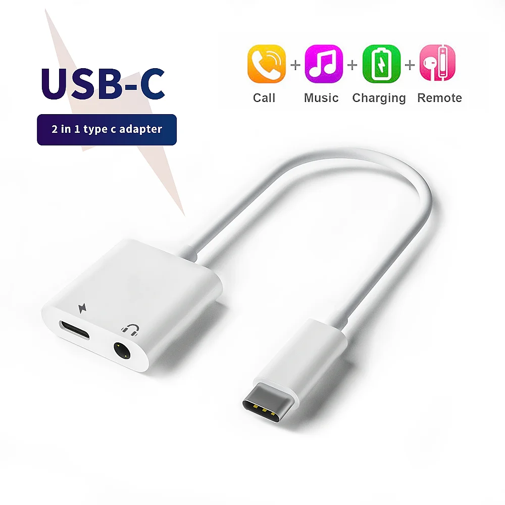 2 в 1 USB type c адаптер на 3 5 jack для наушников разветвитель зарядки аксессуары