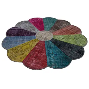 

201x201 Cm Multicolor Handmade Round Patchwork Rug-7x7 Ft