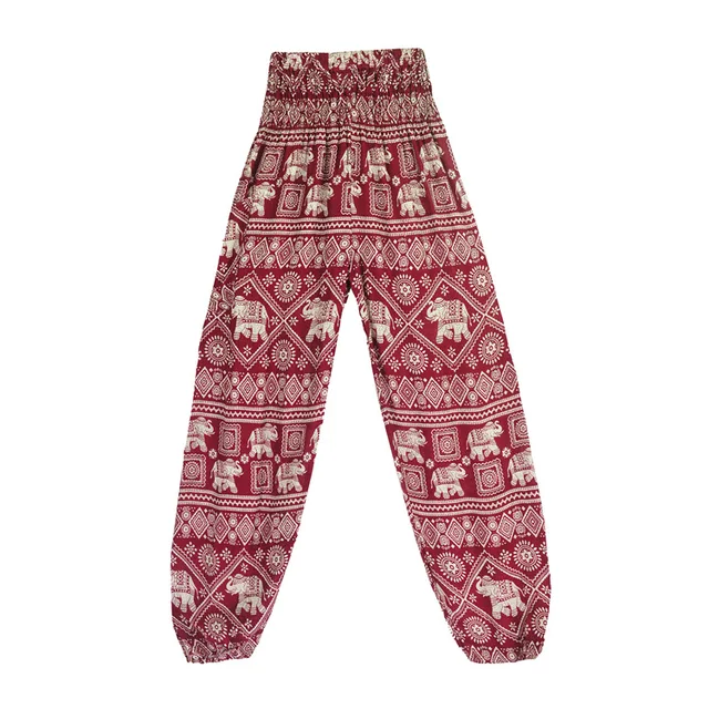 Women Red Elephant Design Loose Fit Harem Pants Hippie Workout Party Beach Pants Casual Trousers Dropshipping red high waist