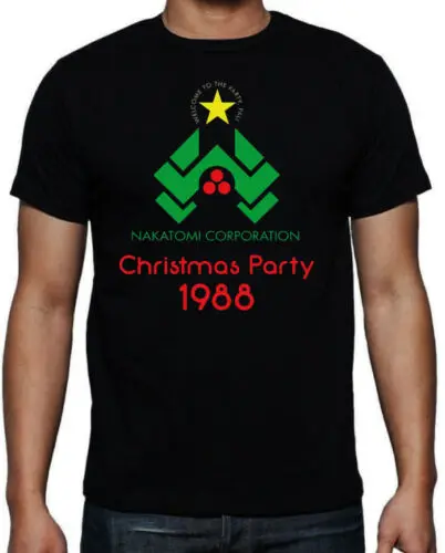 

Die Hard Christmas Party Nakatomi Plaza 80's Action Movie Funny Black T Shirt