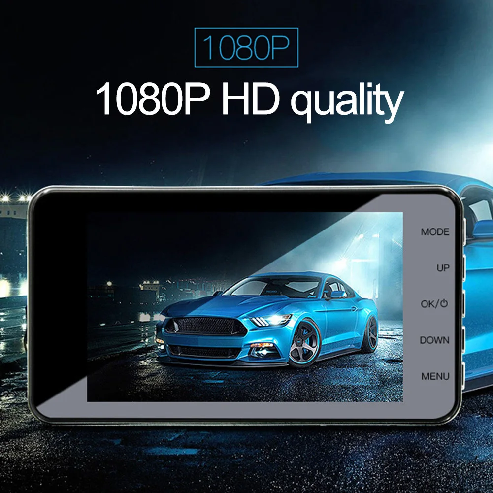 HD 4 дюйма двойной объектив изображения 1080P скрытый широкий угол вождения рекордер Dash Cam двойной объектив автомобиля dvr камера Поддержка заднего хода