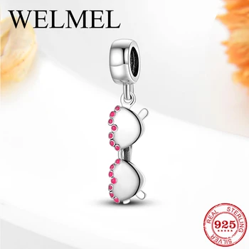 

Gorgeous heart-shaped glasses Pendant 925 silver Charms Personality bead Accessories fits Original Women Bracelets DIY Jewelry
