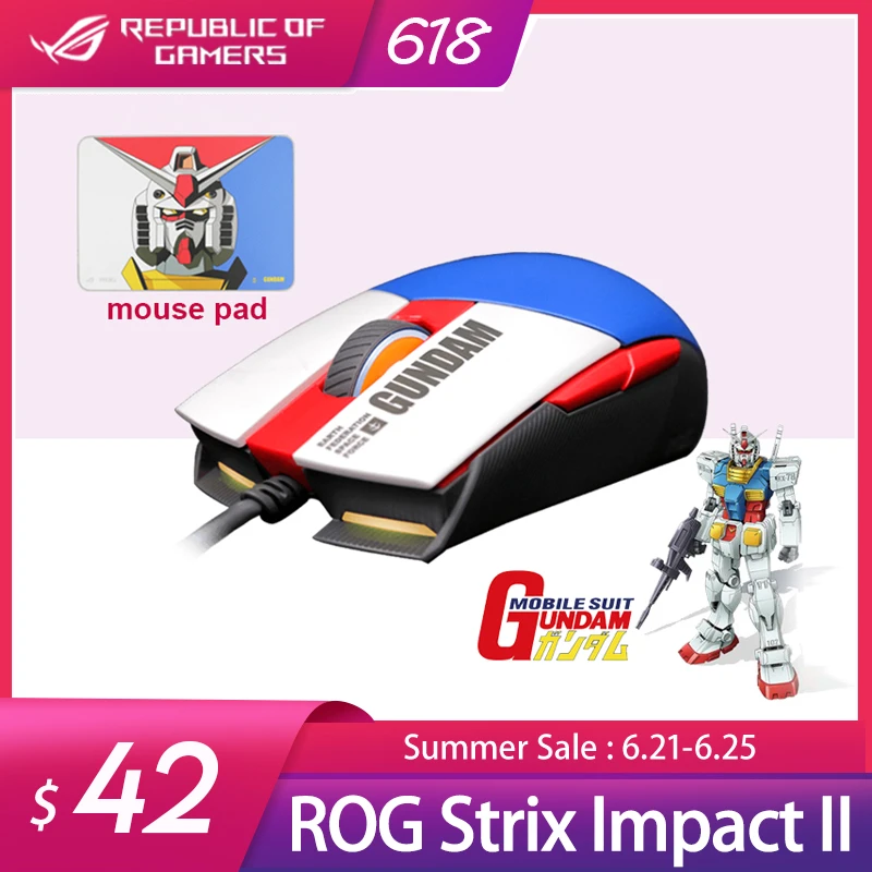 Rog Strix Impact Ii Gundam Edition Wired Gaming Mouse 6 0 Dpi Optical Sensor Lightweight Design And Rgb Lighting Effects Mice Aliexpress