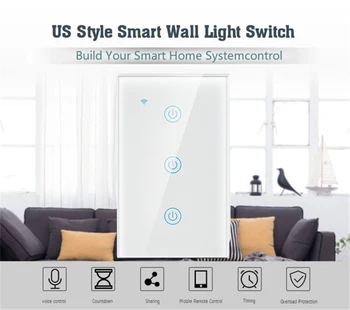 

WiFi Smart Touch Switch Tuya APP Light Switch US Wireless Voice Control Remote by Tuya Smartlife Alexa Google Home