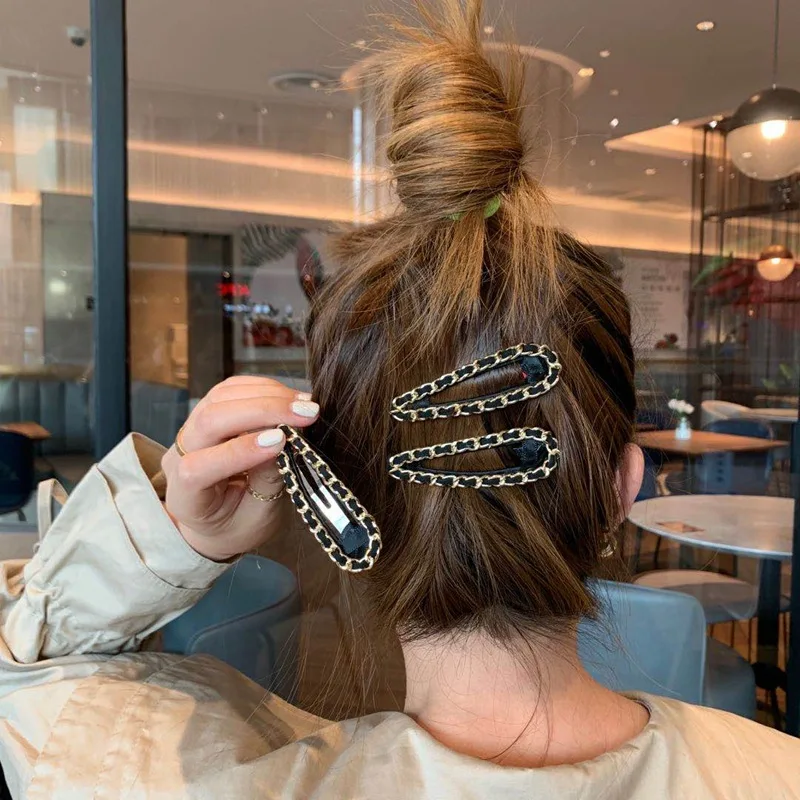 2pc chain Hair Claw Clips for Women Hair Barrette Hairpin Crab Headband Hair Claws for girls Hair Accessories Headwear Ornament