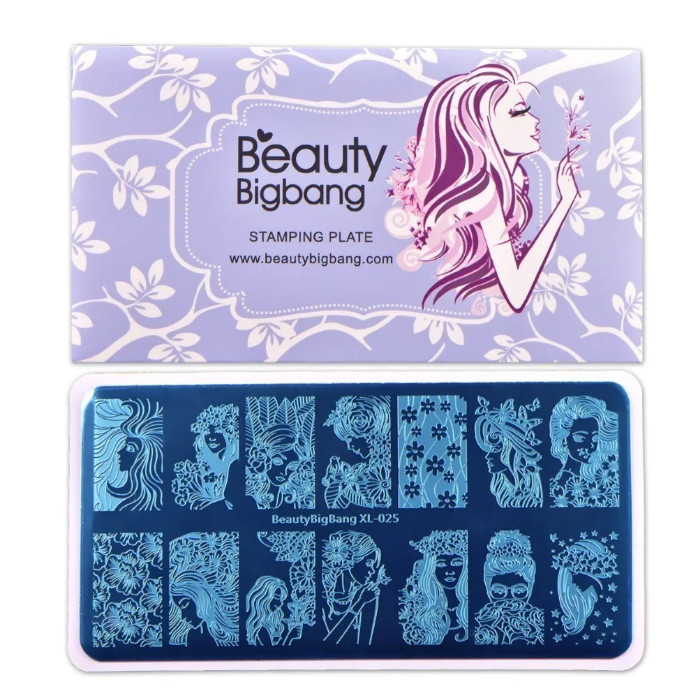 BeautyBigBang штамповочные пластины девушка цветок красивая девушка прямоугольный Шаблон Маникюр дизайн ногтей штамп изображения пластины инструменты