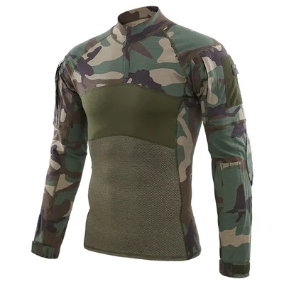 Jungle camouflage Уличная камуфляжная тактическая футболка, страйкбол, пейнтбол, мужские военные армейские рубашки, униформа для походов, охоты, рыбалки - Цвет: Jungle camouflage