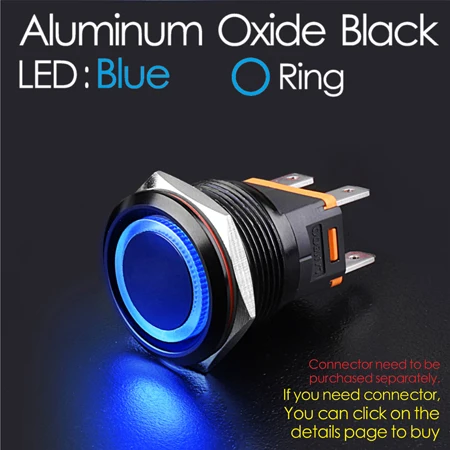 B LED Ring (Black) LANBOO 25 мм нержавеющая сталь переключатель 15A высокий ток Выключатель без фиксации водонепроницаемый IP67 кнопочный переключатель со светодиодный 12V24V220V - Цвет: B LED Ring (Black)