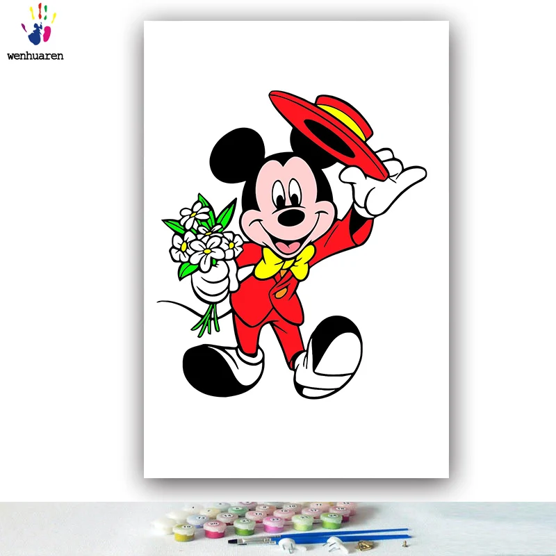 DIY colorings pictures by numbers with colors Mickey Mouse and Donald Duck picture drawing painting by numbers framed - Цвет: 8120