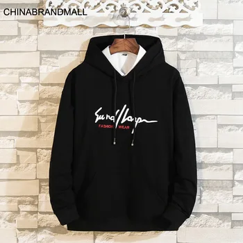 

Season Men Youth Fat Man Plus Fat Plus Size With Hat Sweater Tide Male Printing Long Sleeve Male Coat Top