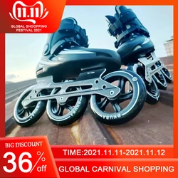 3 Wheel Inline Skating Professional Adult Roller Skate Shoes Roller Sneaker Slalom Speed Patines Free Skating Racing Skate Men