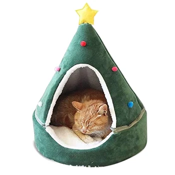 

Cat Tent Cave Bed House Winter Warm Comfortable Triangular Christmas Pets House @LS