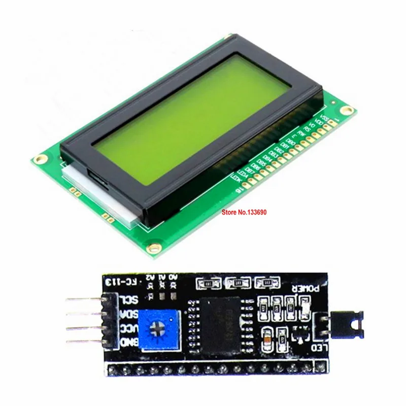 2 개/몫 5V 1604 16x4 16*4 164 문자 LCD 디스플레이 모듈 파란색/노란색 IIC I2C 포트 HD44780 ...
