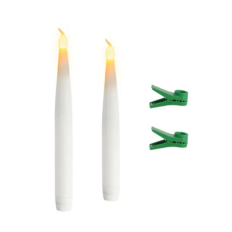 10pcs Flameless Taper Candles with Clips LED Electric Candles for Christmas Tree Decoration Home Decor