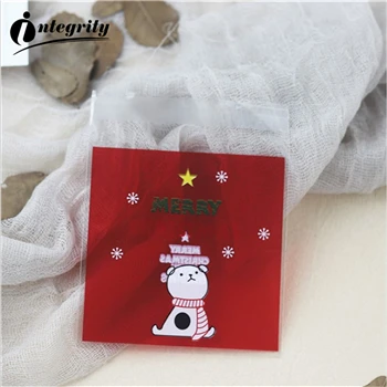 CUTE 27 {D& P 100pcs 10X10+ 3 см Рождество печенья конфеты упаковки хлеба самоклеящаяся Пластик печенье закуски выпечка посылка милые сумки через плечо - Цвет: CUTE 27