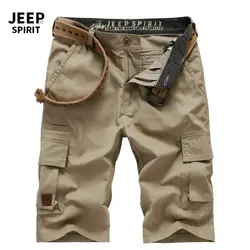 JEEP SPIRIT/Брендовые мужские шорты, Летние повседневные хлопковые шорты до колена, с карманами, короткие мужские шорты без пояса