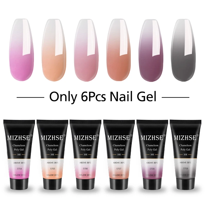 MIZHSE Poly Gel Kit 6 Вт УФ светодиодный Гель-лак Декоративный Лак для ногтей набор быстрого строительства для наращивания ногтей желе гель полигель