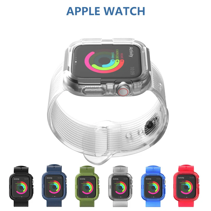 Ремешок для наручных часов Apple Watch, ремешок iWatch5 ремень 44/40 мм защитная оболочка сиамские спортивный силиконовый ремешок для Apple Watch 5 4 3 в 1