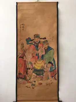

China old scroll painting Celebrity Figure painting Middle hall hanging painting Wall paintings Fu Lushou