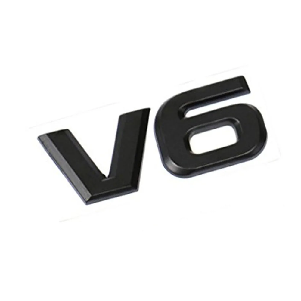 Dsycar 3D металлический V6 дисплей двигателя автомобиля стикер эмблема значок для Декор для автомобилей Аксессуары - Название цвета: Black
