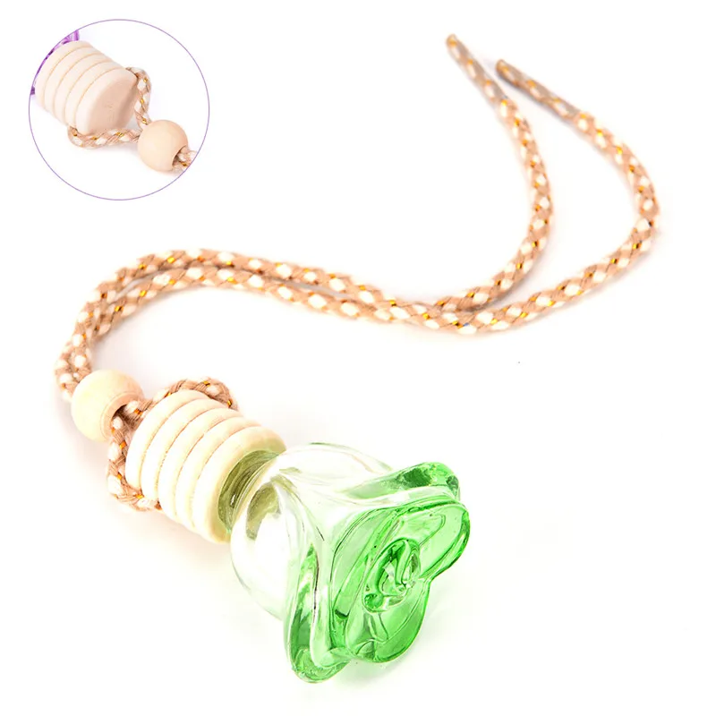 

Air Freshener Essential Oil Hanging Glass Empty Bottle car Perfume Bottle Car-styling Flower Shape Auto Ornament Perfume Pendant