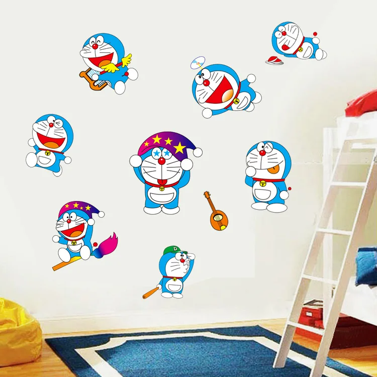 Doraemon Tinker Bell детские Мультяшные 3D настенные наклейки для спальни детского сада водонепроницаемые обои дорожные наклейки