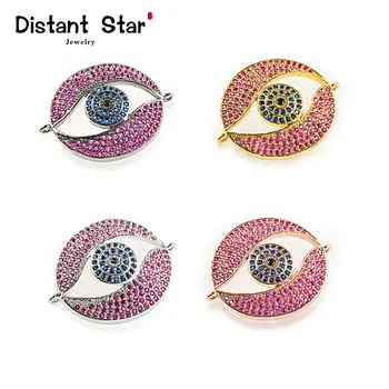 

0.9*1.1in Eye Brass Zirconia Bracelet Jewelry Accessories Diy Women's Bracelet Making Neclace Charm Connector Finding Hole