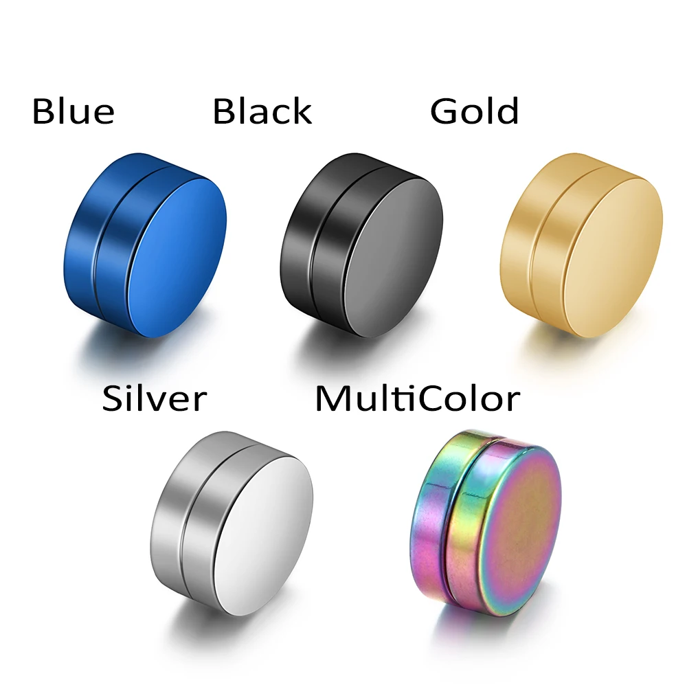 1Pc New Trendy Unisex Magnetic Fake Earring Studs No Piercing Crystal Round Shape Men Women Stimulating Acupoints 6/8/10/12MM