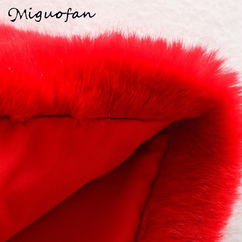 Miguofan, красное пальто из искусственного меха, Женское зимнее теплое толстое пальто, элегантные куртки, Дамские куртки с длинным рукавом, карманы, пальто из искусственного меха