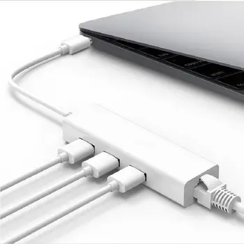 

USB C HUB 3.1 Type C USB-C Multiple 3 Port Hub Rj45 Ethernet Network LAN Adapter Adaptador Cable for Macbook for Windows 7/8/10