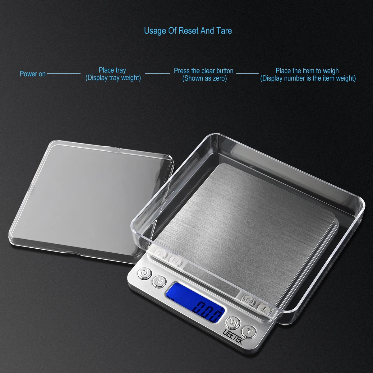 UEETEK 500g/0.01g Digital Pro Pocket Scale Kitchen Food Scale Electronic Food Scales Diet Scales Measuring Tool