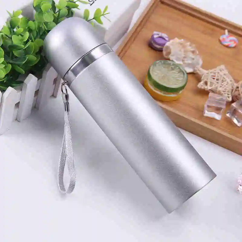Silver Двухслойная вакуумная цилиндрическая Изолированная чашка портативная уличная дорожная чашка термосы из нержавеющей стали термос чашка кофе кружка для молока - Цвет: Silver