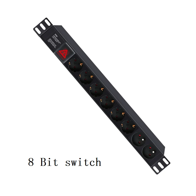 Pdu алюминиевый сплав Молниезащита защита от перегрузки 10A2500W немецкий стандартный разъем - Цвет: 8 Bit switch