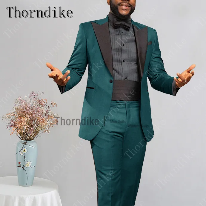 Мужской классический пиджак и брюки Thorndike двубортный смокинг серого
