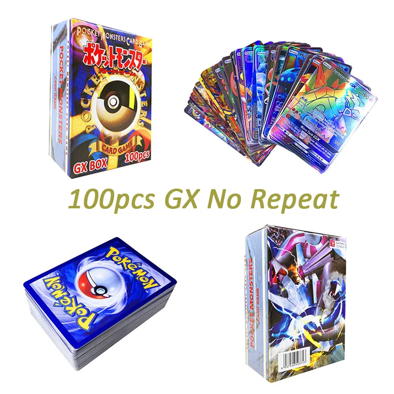 Takara Tomy карты покемон Pokecard блестящие карты 20/60/100/200 шт GX усилительный насос не повторять игровая коллекция карт - Цвет: 100pcs gx