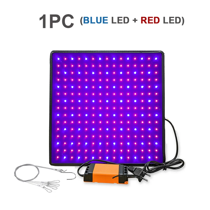 1pcs blue and red Комнатный светодиодный светильник 1000 Вт 3500 К, панель для выращивания, полный спектр, фито-лампа для цветов, лампа для растений, теплый белый светодиод, фитолампа, тент для выращивания - Испускаемый цвет: 1pcs blue and red