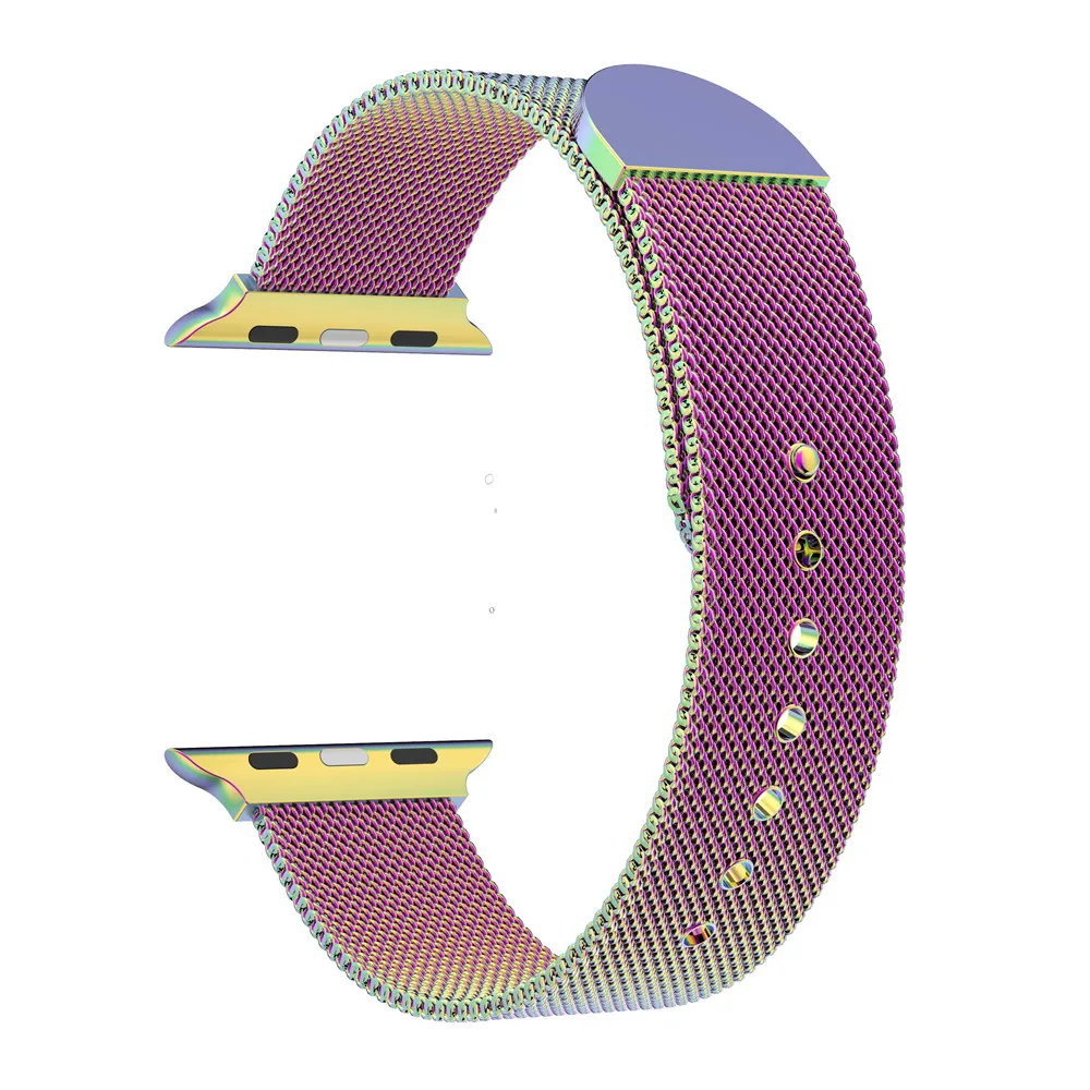 Colorful Ремешок из нержавеющей стали для Apple Watch 42 мм 38 мм 44 мм 40 мм Миланская петля ремешок для iwatch 5 4 3 21 двойной магнитный ремешок - Цвет ремешка: Colorful