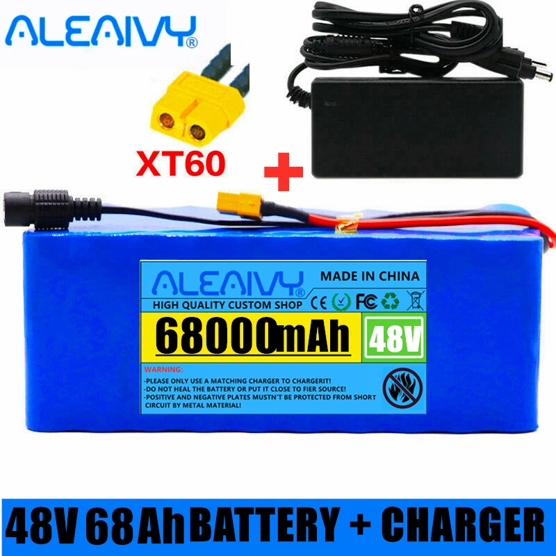 

48v 68Ah 13s3p Lithium Ion Battery 68000mAh 1000w Li Ion Battery Pack for 54.6v E-bike Electric Bicycle Scooter with BMS+Charger
